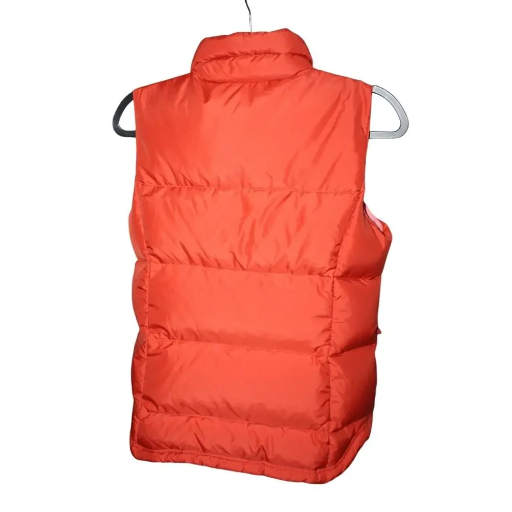 J. Crew Womens XS Puffer Vest Orange/Pink Zip Button Up Double Pockets Outerwear